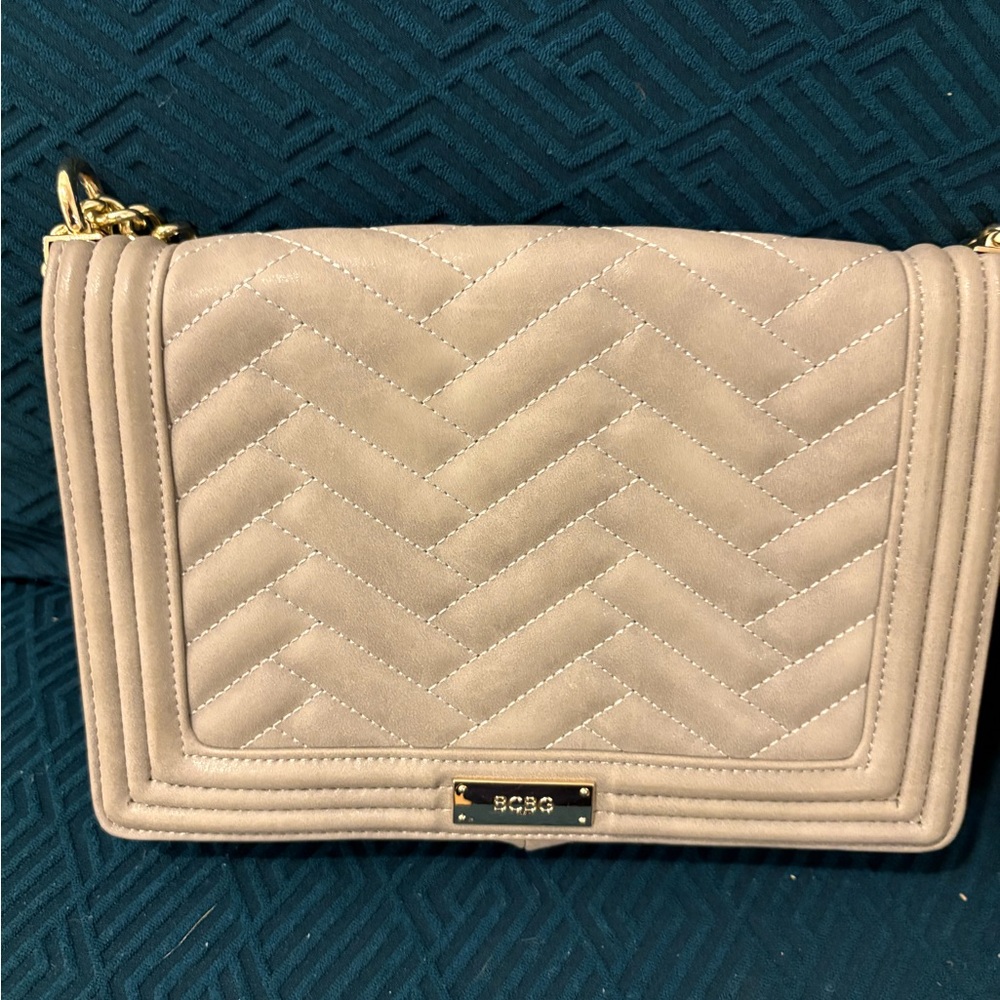 BCBG Beige Quilted Crossbody Bag